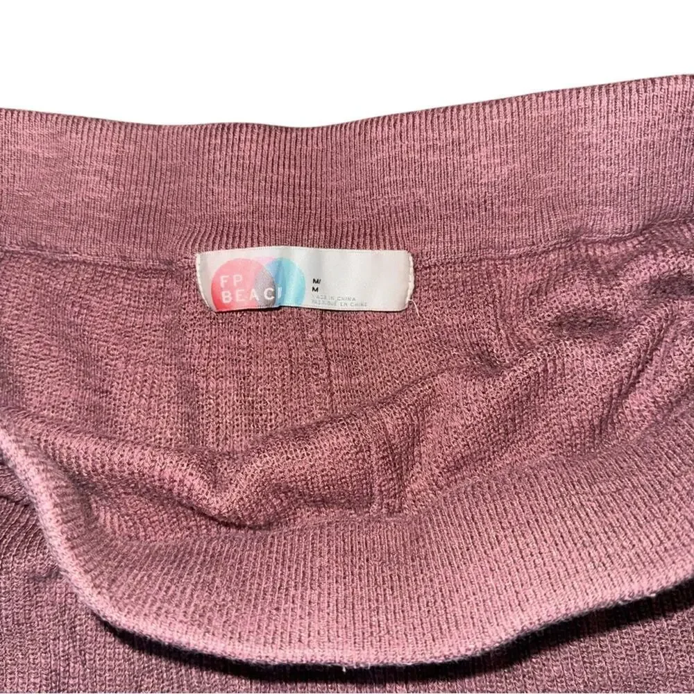 Free People FP Beach Malibu Surf Stretch Knit Pull On Shorts Pink Mauve Size M
